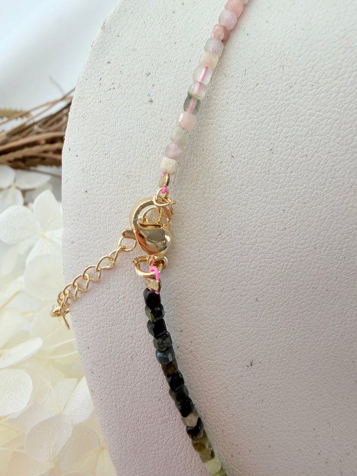 Watermelon Tourmaline Faceted  Necklace