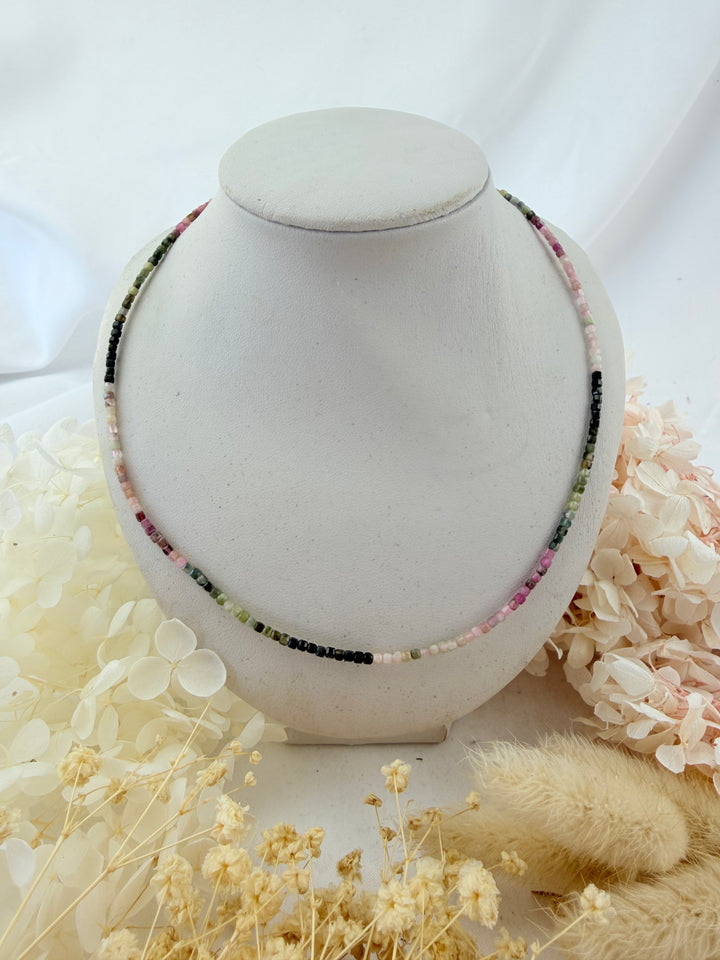 Watermelon Tourmaline Faceted  Necklace