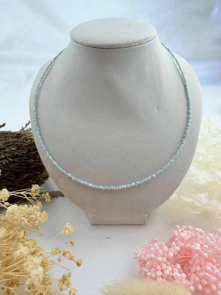 Larimar Silver Faceted 1.5mm Necklace