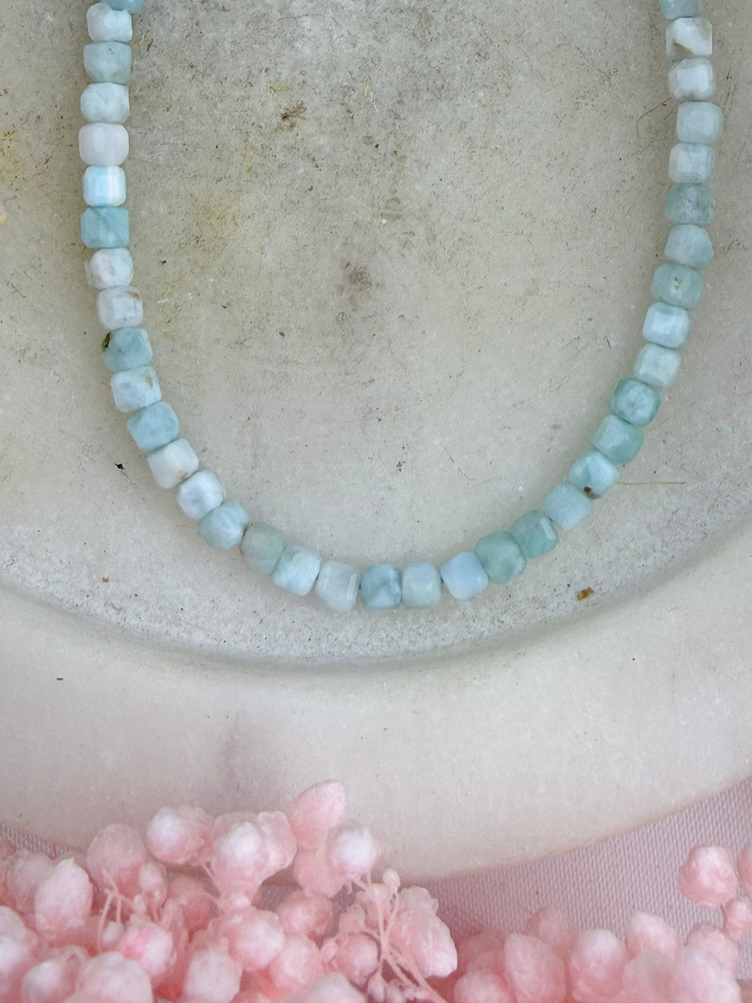 Larimar Silver Bracelet - Faceted 2mm (Adjustable Chain)
