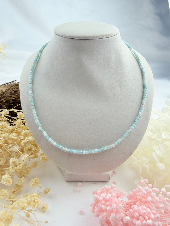 Larimar Silver Faceted 2mm Necklace