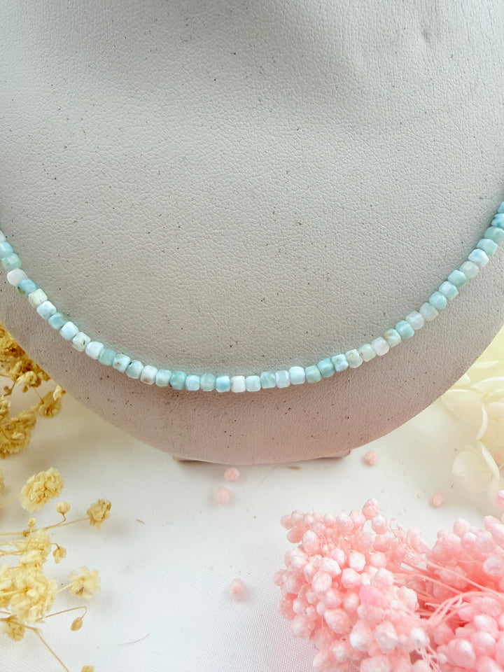 Larimar Silver Faceted 2mm Necklace