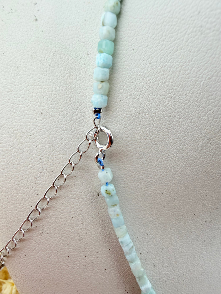 Larimar Silver Faceted 2mm Necklace