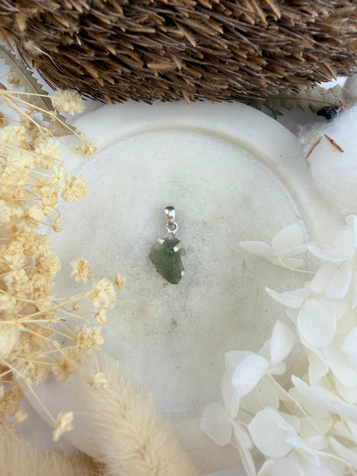 Moldavite Silver Pendant