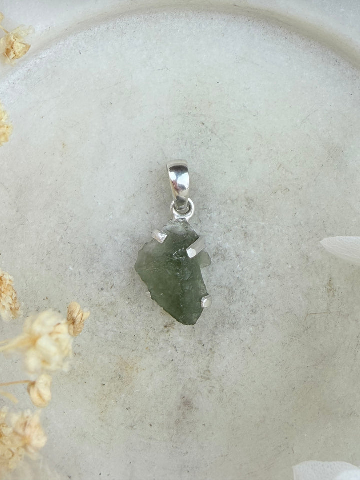 Moldavite Silver Pendant