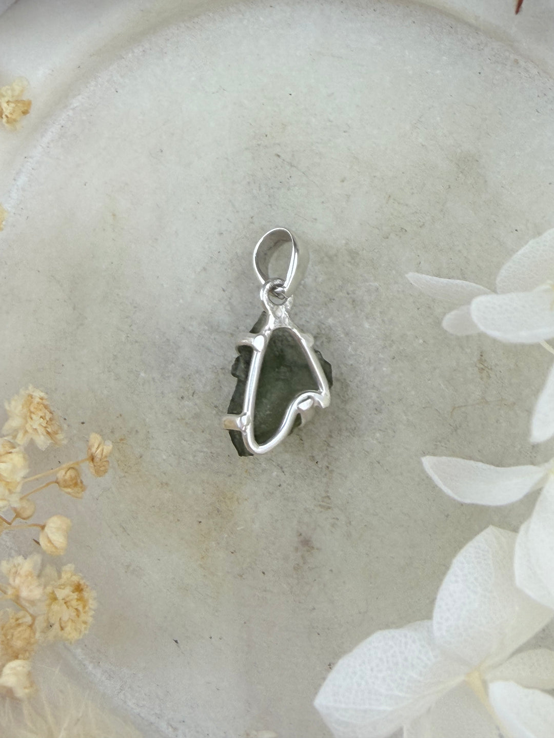 Moldavite Silver Pendant
