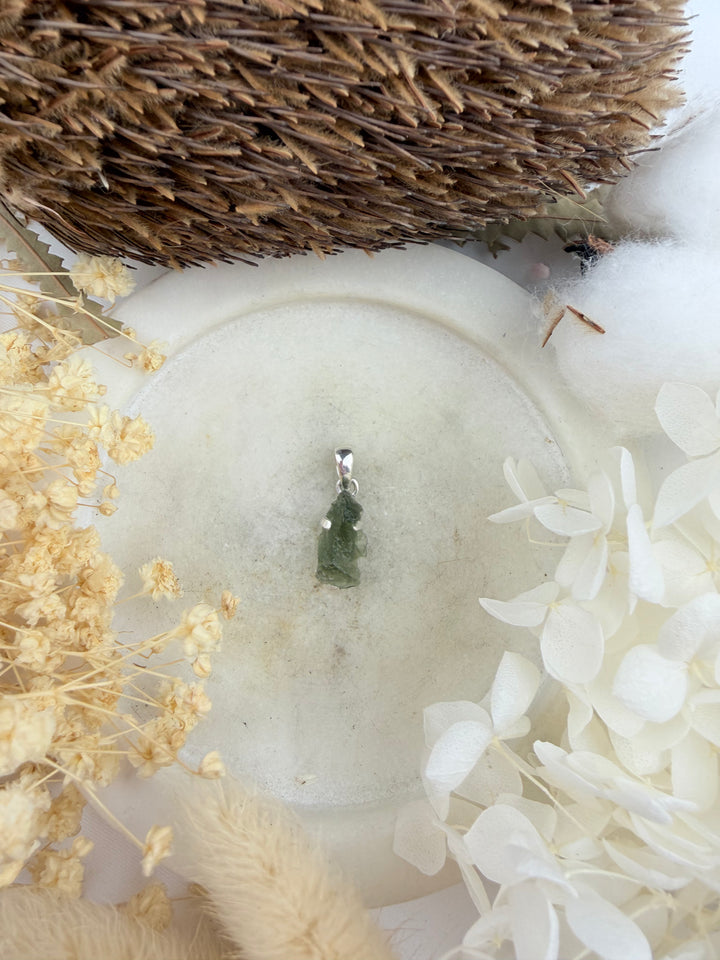 Moldavite Silver Pendant