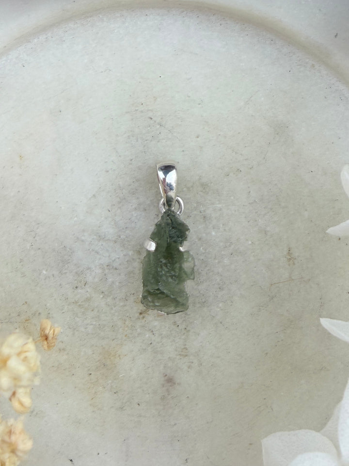 Moldavite Silver Pendant