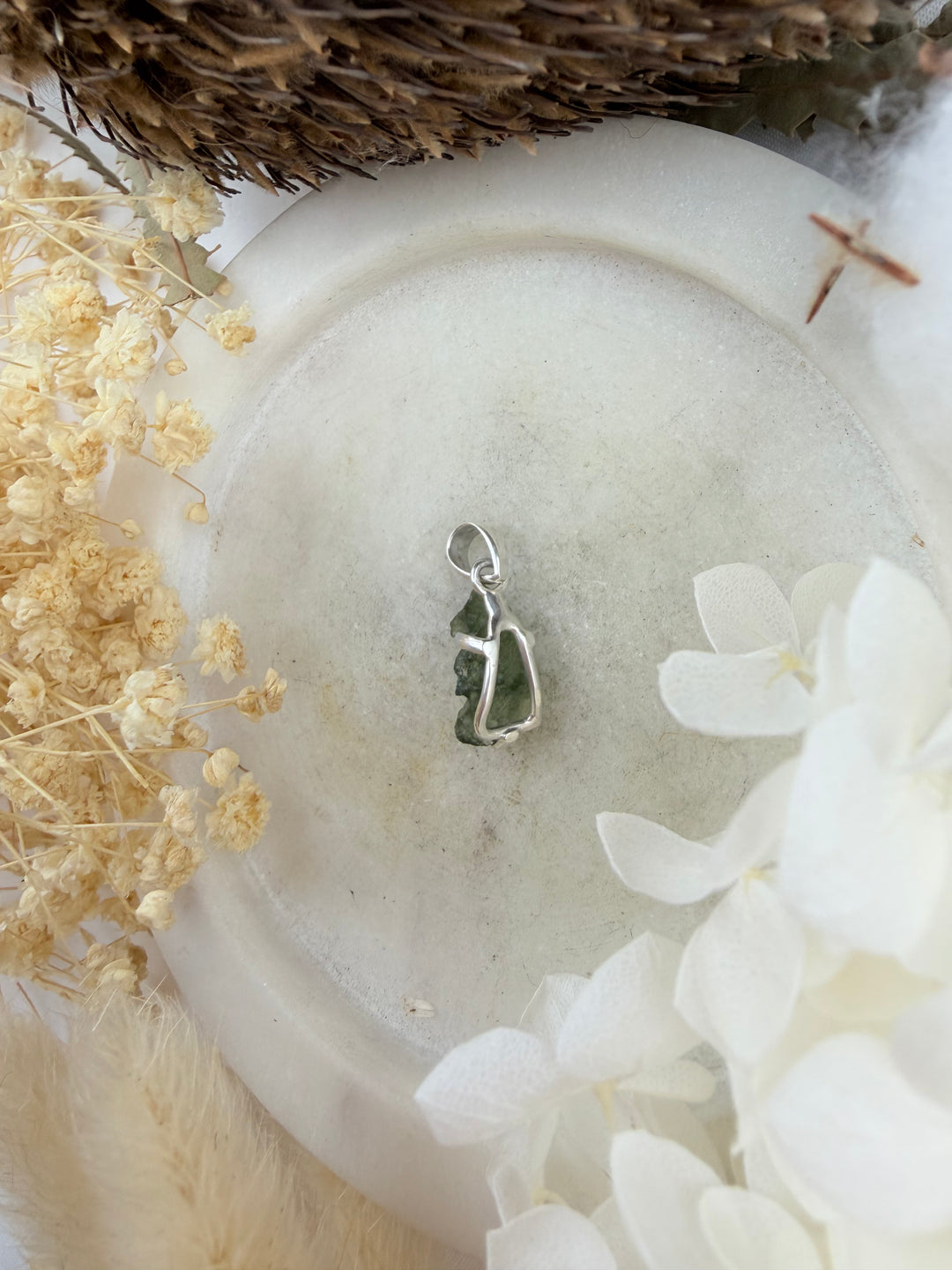 Moldavite Silver Pendant