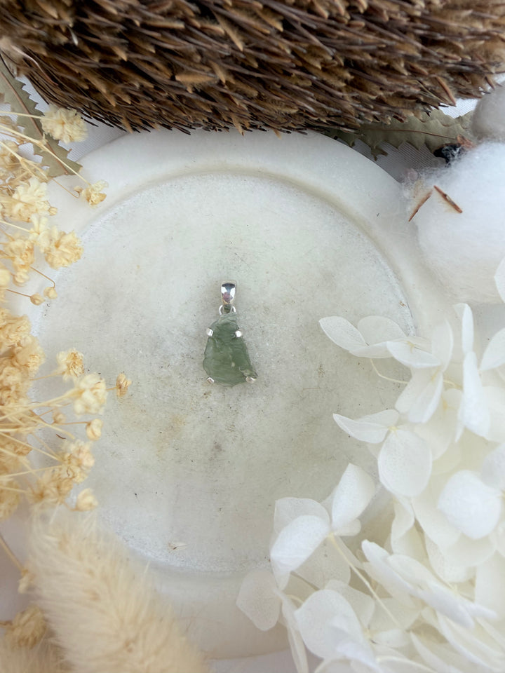 Moldavite Silver Pendant