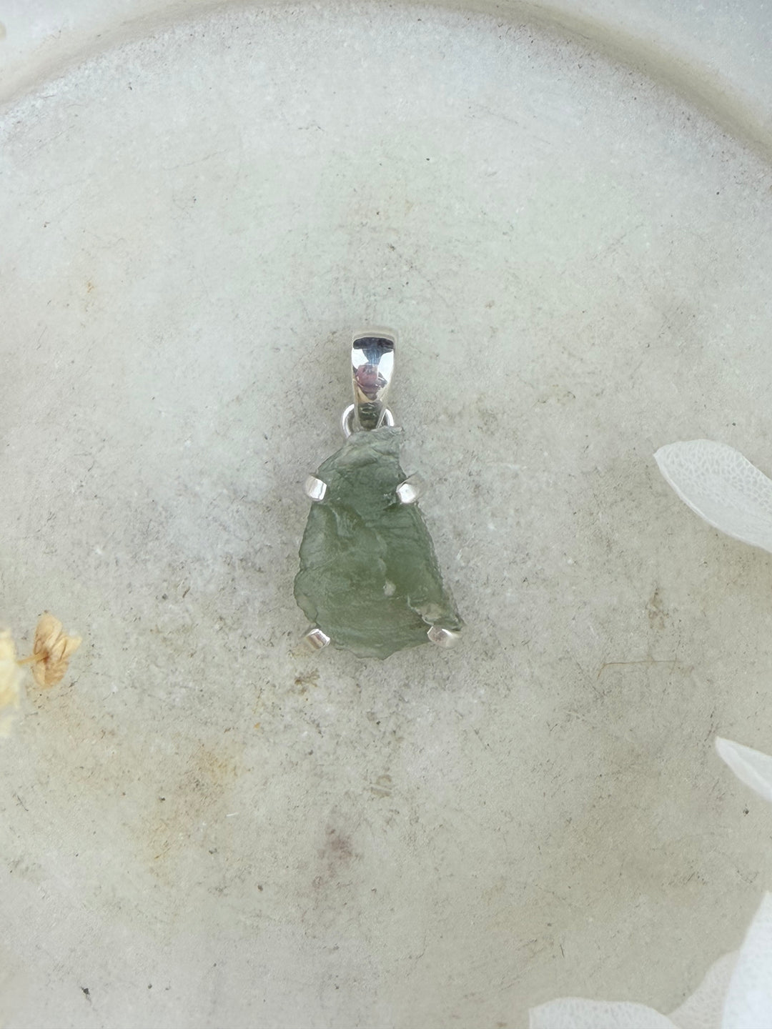 Moldavite Silver Pendant