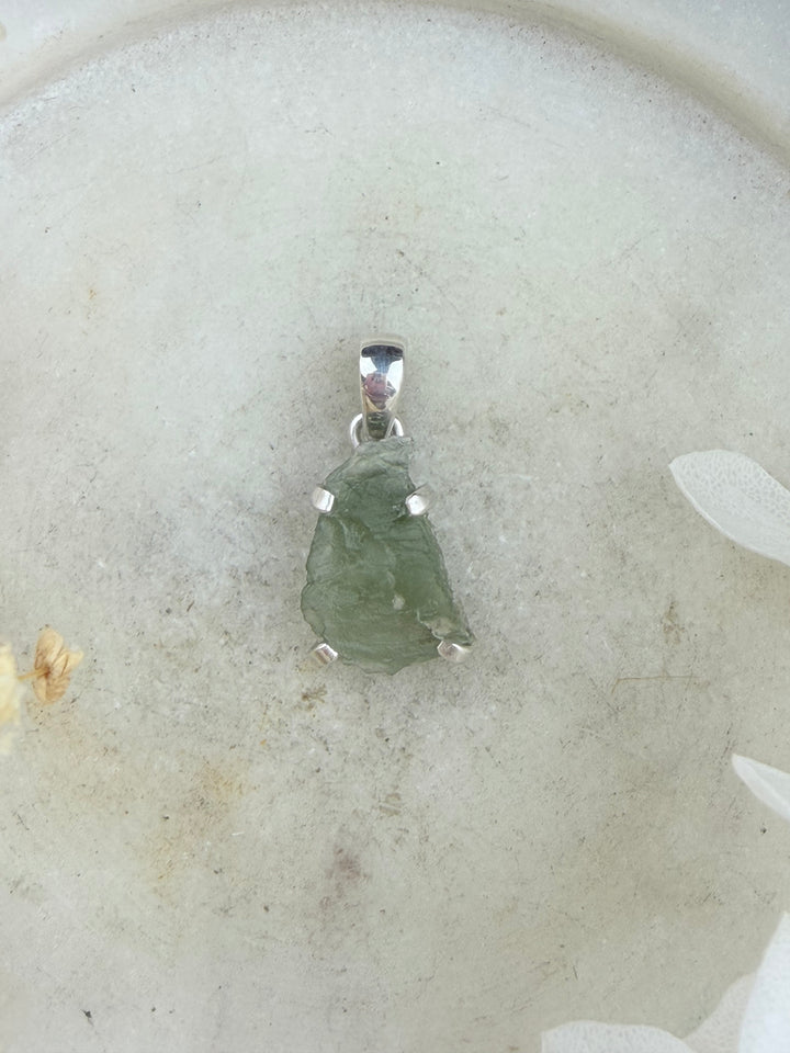 Moldavite Silver Pendant