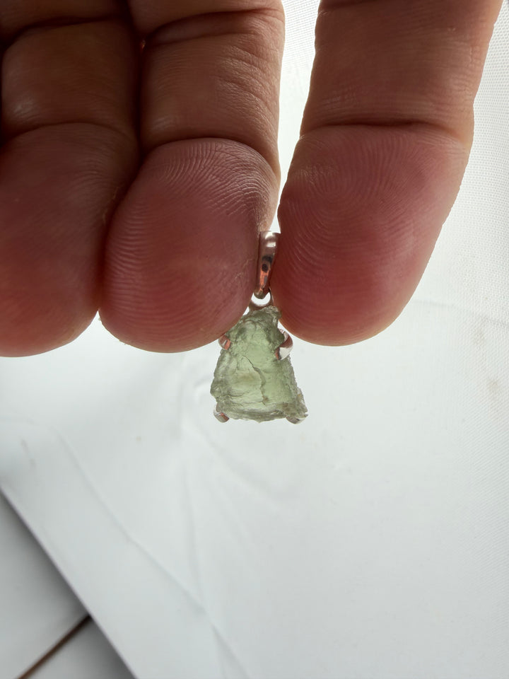 Moldavite Silver Pendant
