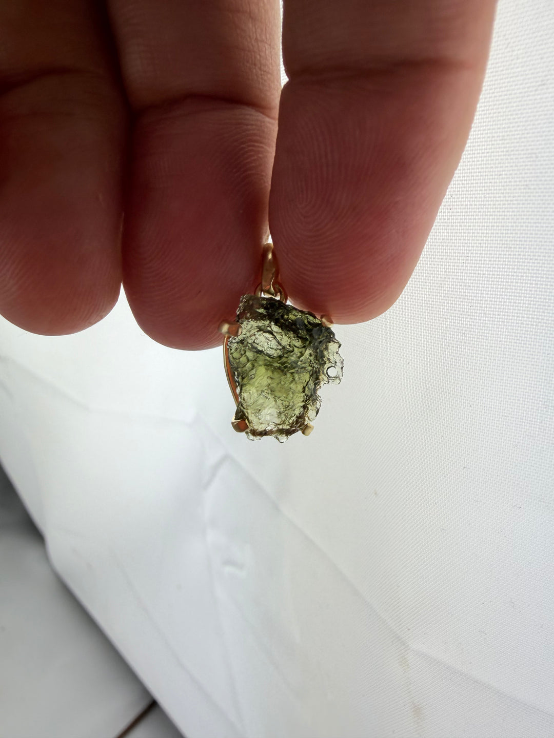 Moldavite Gold Vermeil Pendant