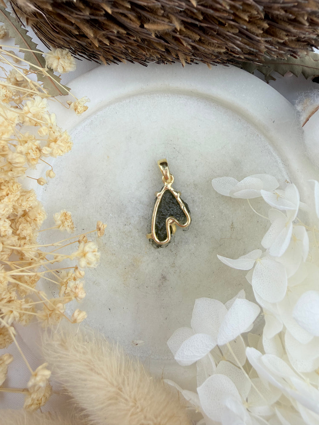 Moldavite Gold Vermeil Pendant