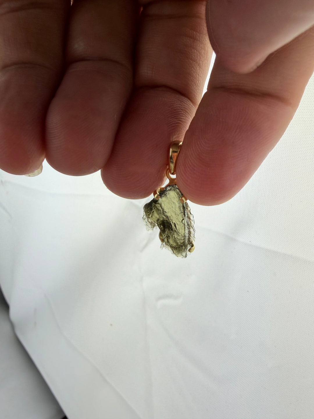 Moldavite Gold Vermeil Pendant