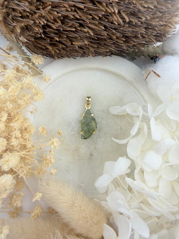 Moldavite Gold Vermeil Pendant