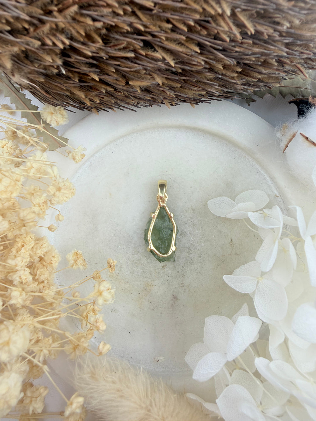 Moldavite Gold Vermeil Pendant