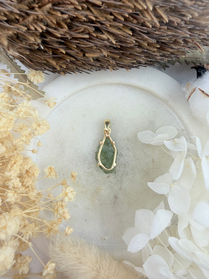 Moldavite Gold Vermeil Pendant
