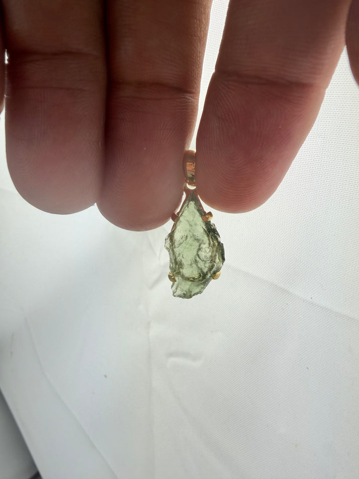 Moldavite Gold Vermeil Pendant