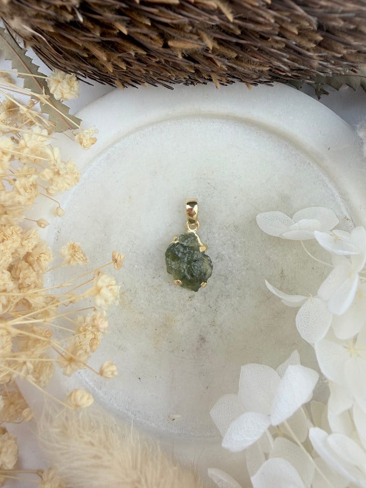 Moldavite Gold Vermeil Pendant