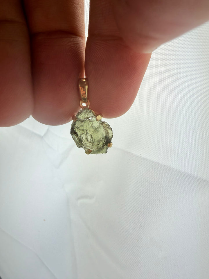 Moldavite Gold Vermeil Pendant