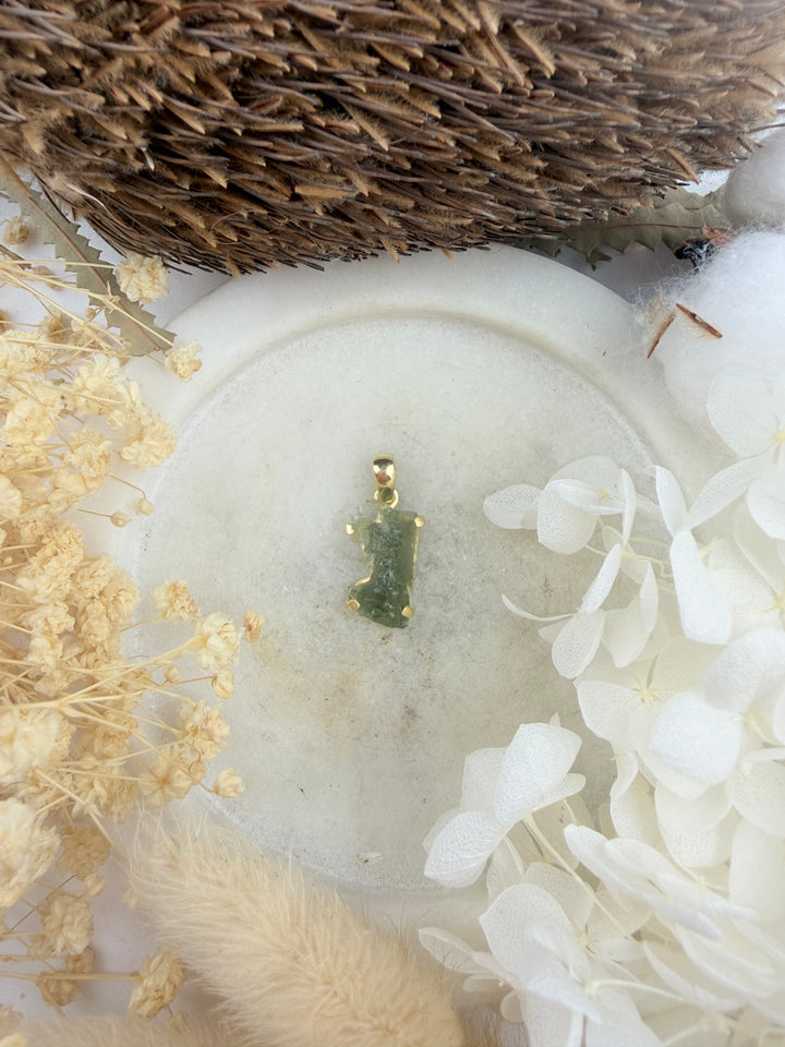 Moldavite Gold Vermeil Pendant