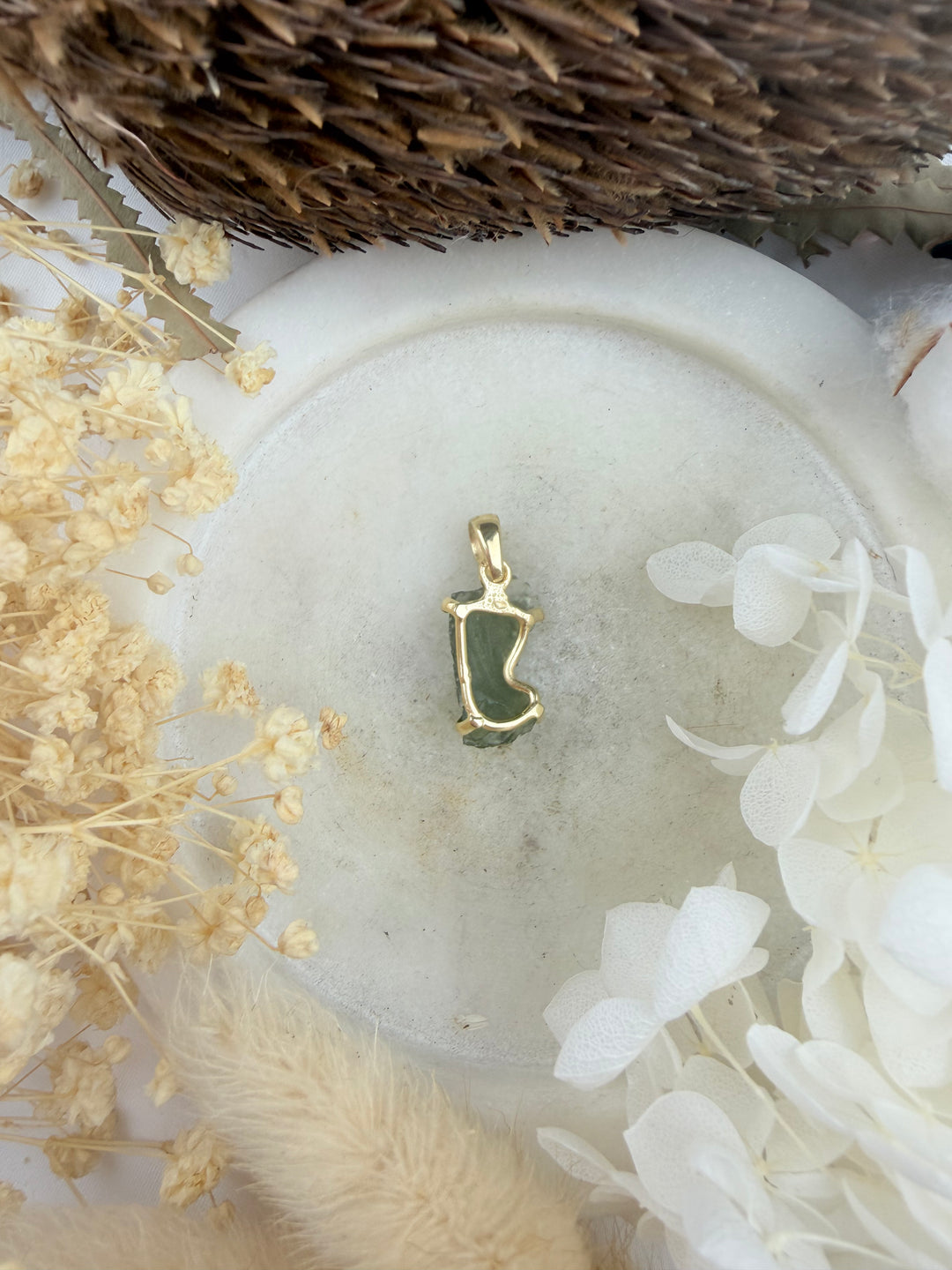 Moldavite Gold Vermeil Pendant