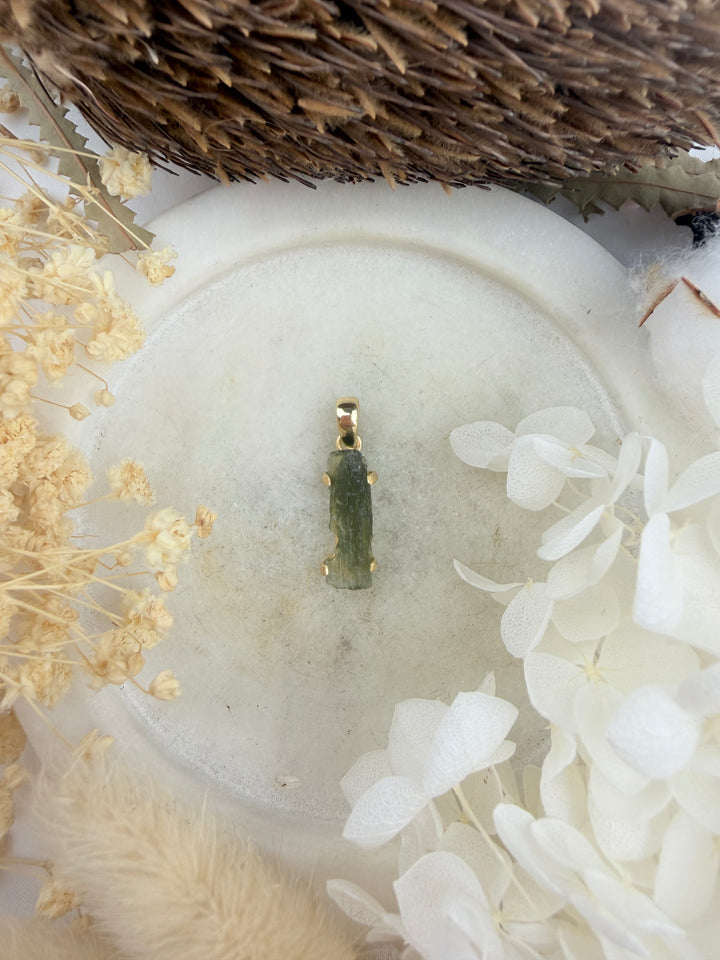 Moldavite Gold Vermeil Pendant