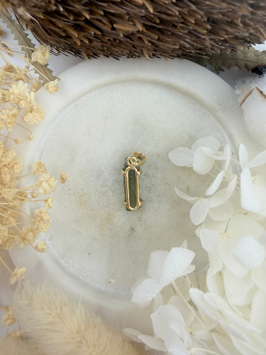 Moldavite Gold Vermeil Pendant