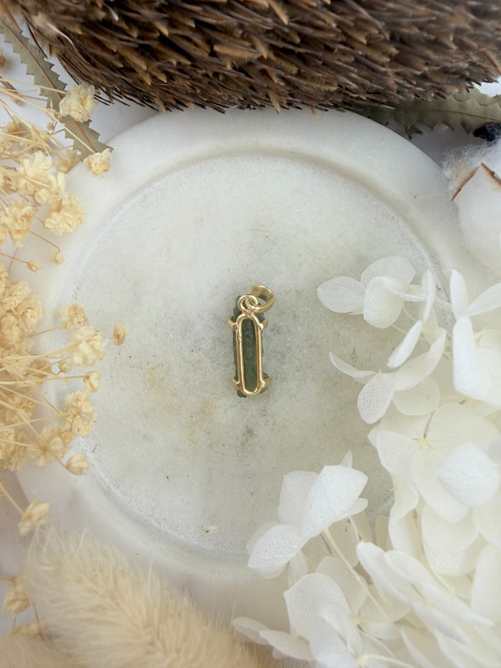 Moldavite Gold Vermeil Pendant