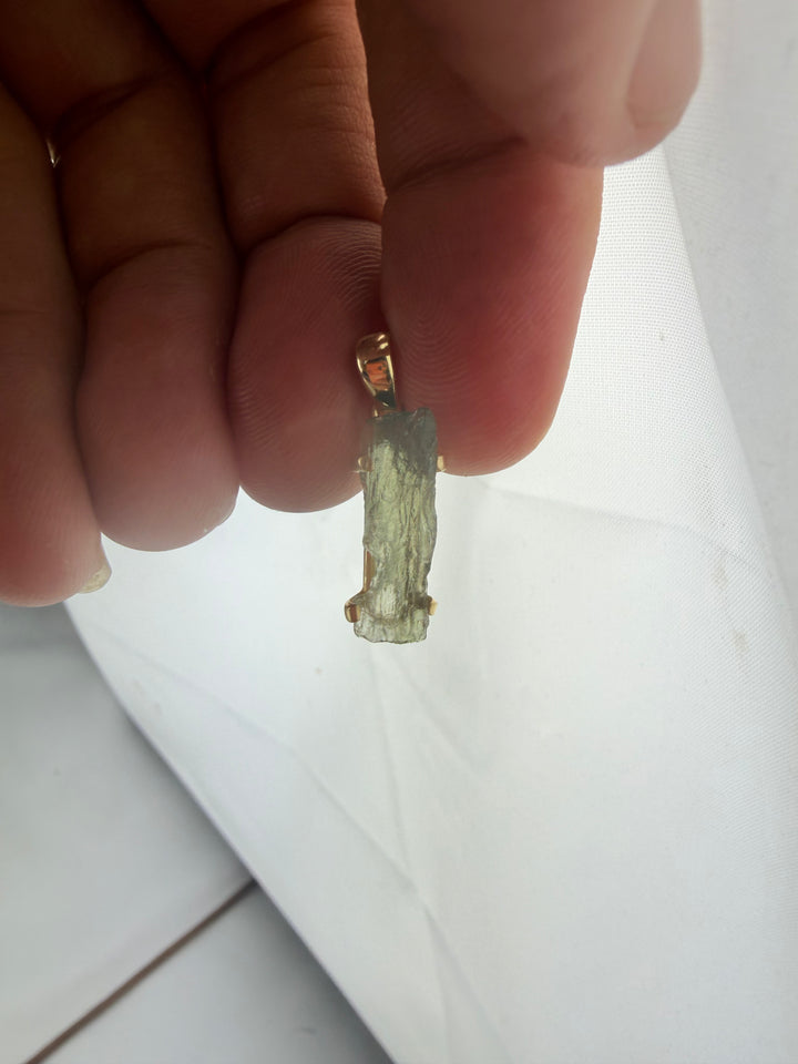 Moldavite Gold Vermeil Pendant