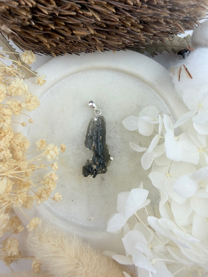 Moldavite Silver Pendant