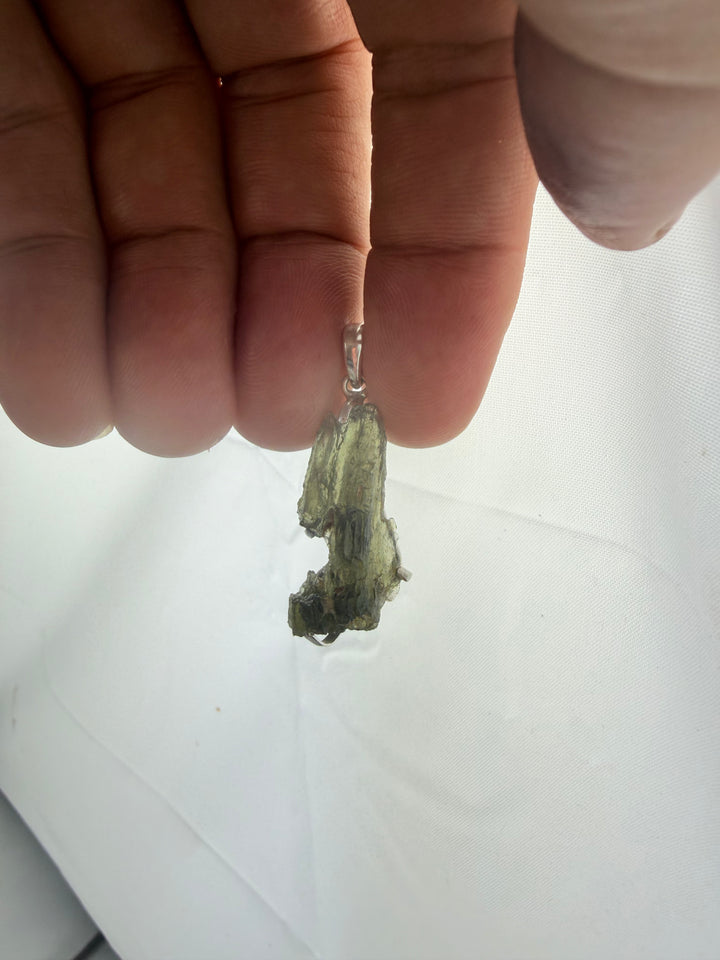 Moldavite Silver Pendant
