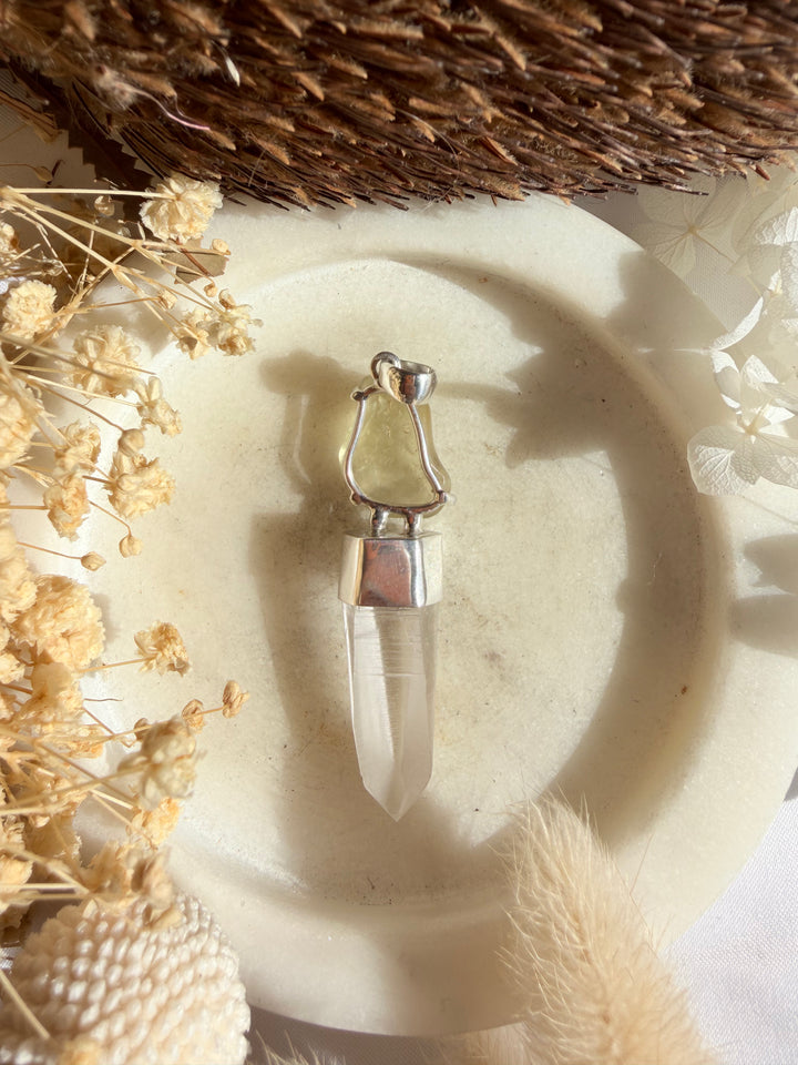 Libyan Desert Glass & Lemurian Silver Pendant