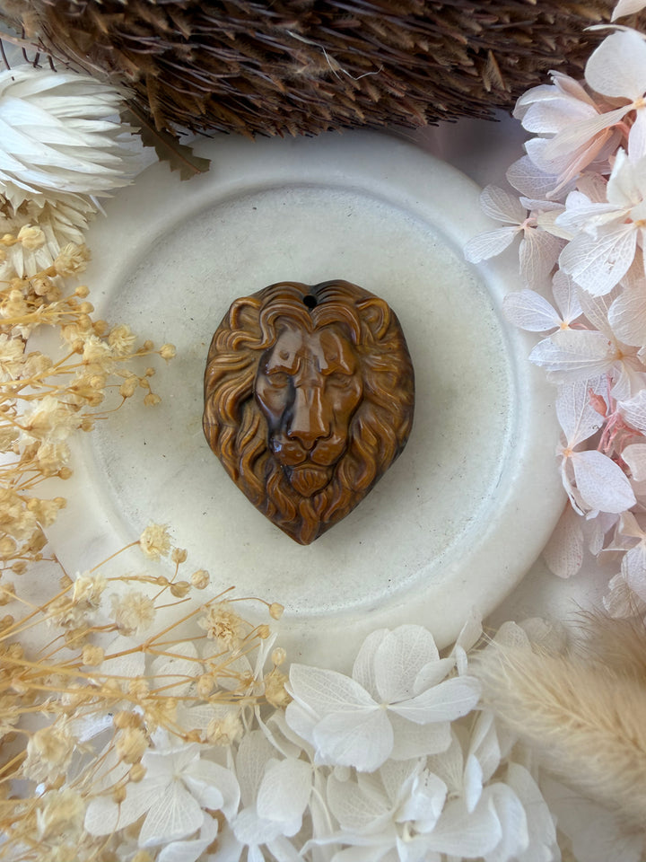 Tigers Eye Lion Pendant