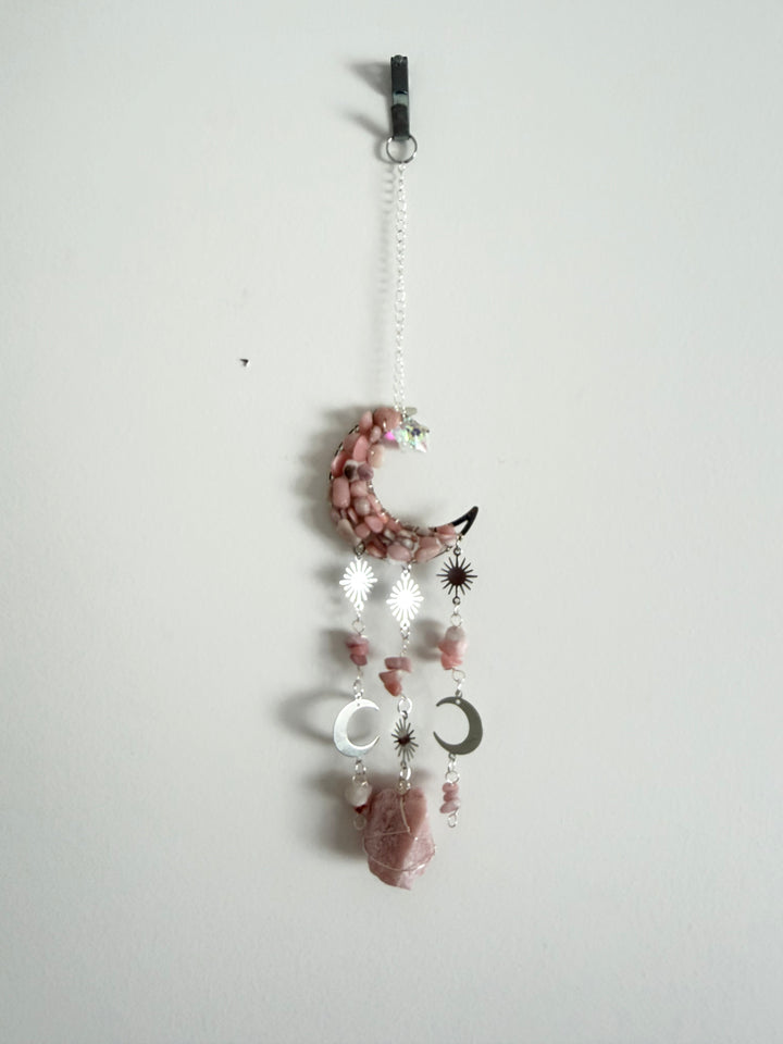 Pink Opal Moon Crystal Catcher