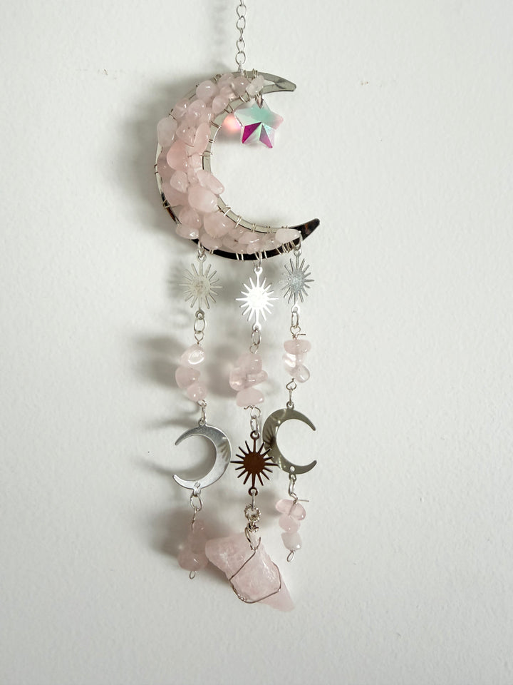 Rose Quartz Moon Crystal Catcher