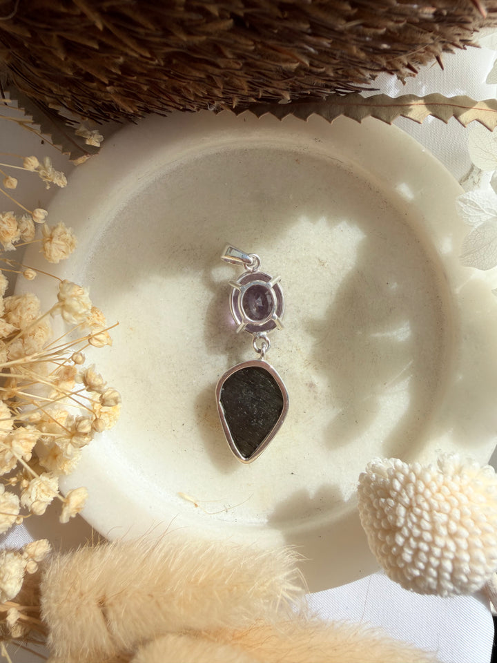 Labradorite & Amethyst Silver Pendant