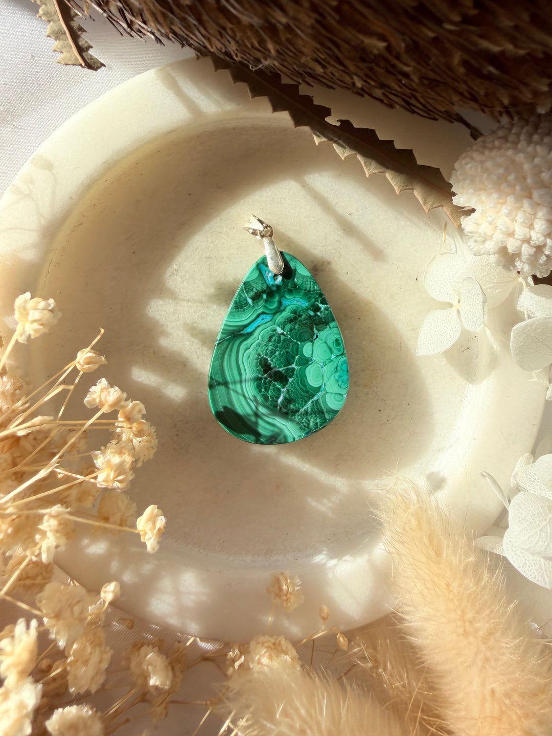 Malachite Chrysocolla Silver Pendant