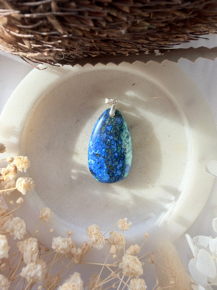 Azurite Malachite Silver Pendant