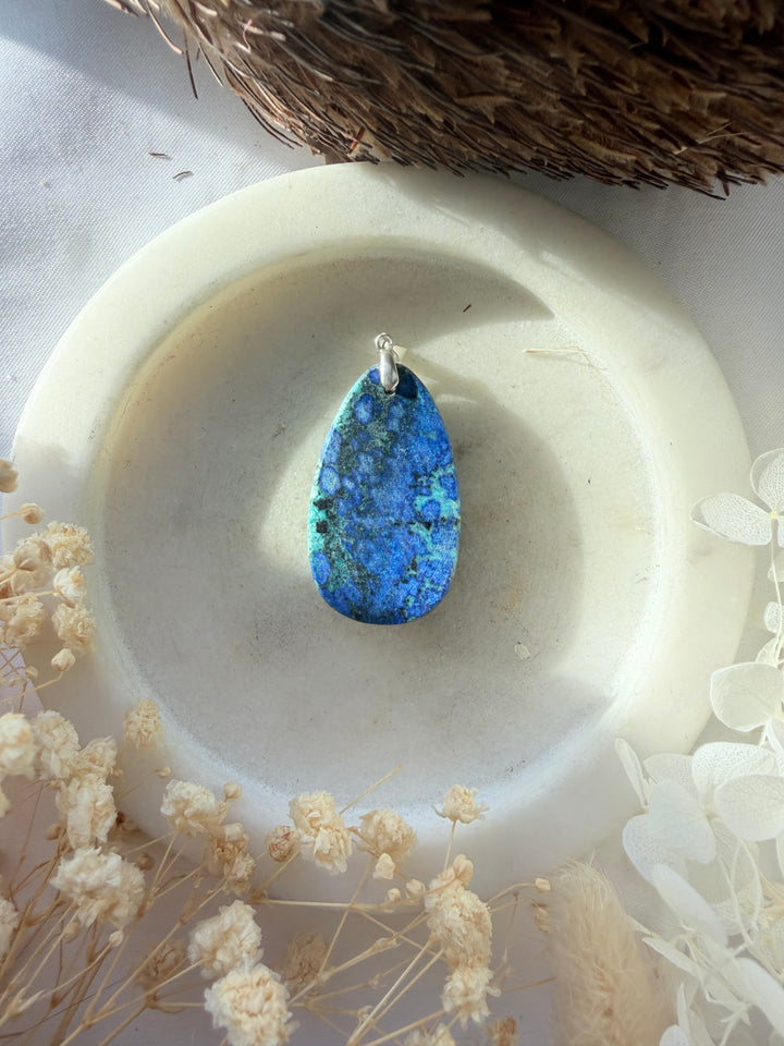 Azurite Malachite Silver Pendant
