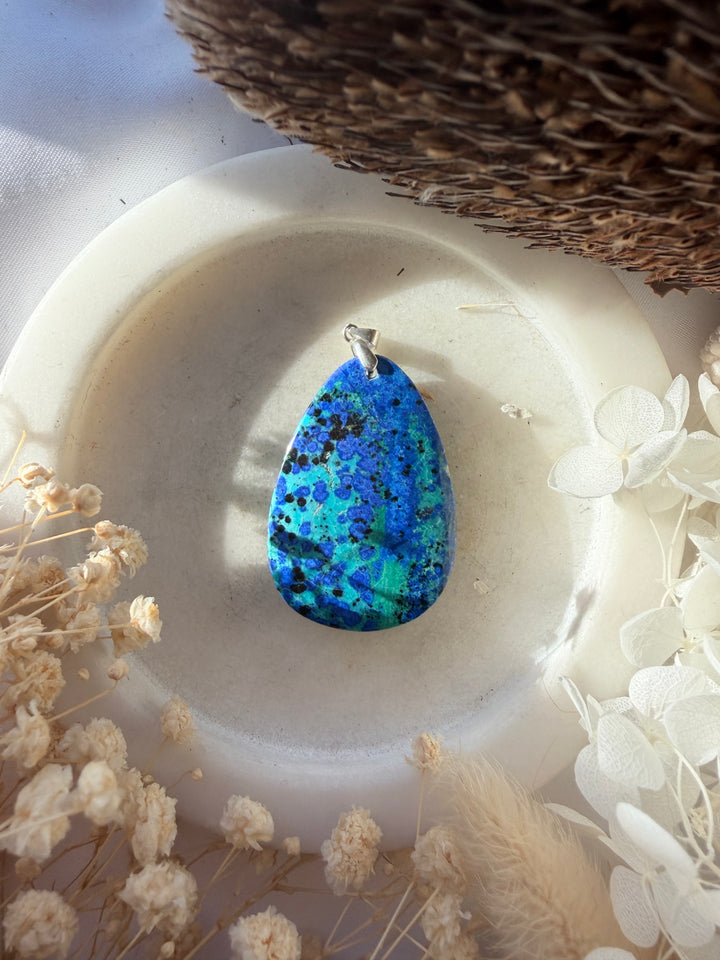 Azurite Malachite Silver Pendant