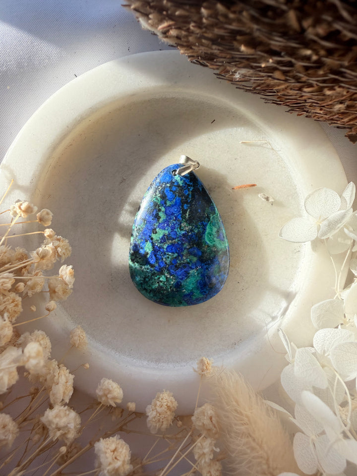 Azurite Malachite Silver Pendant
