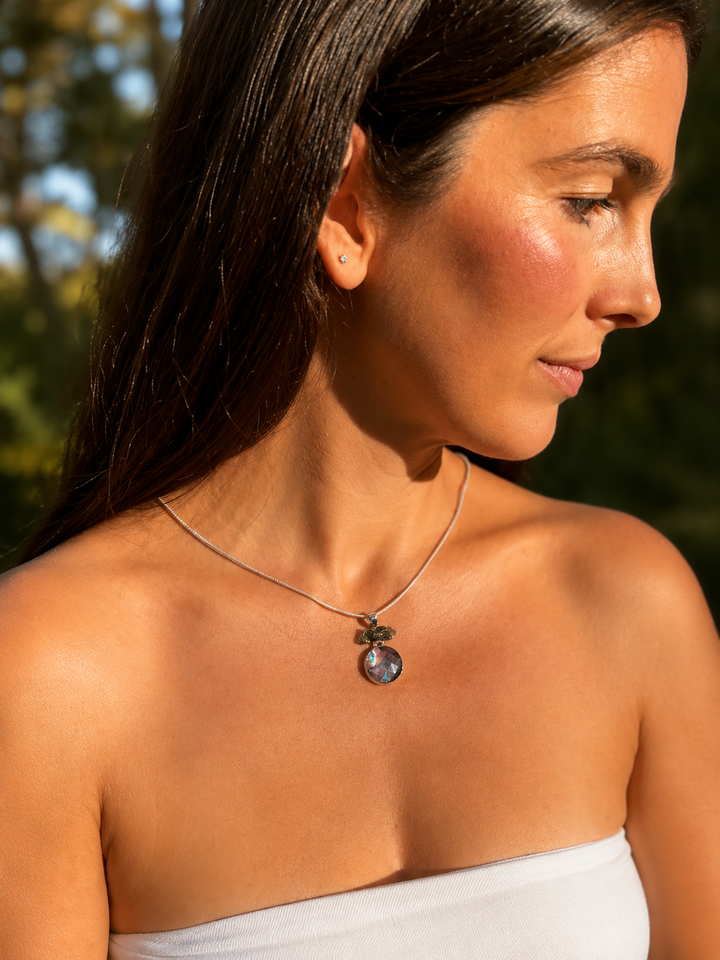 Labradorite & Moldavite Silver Pendant