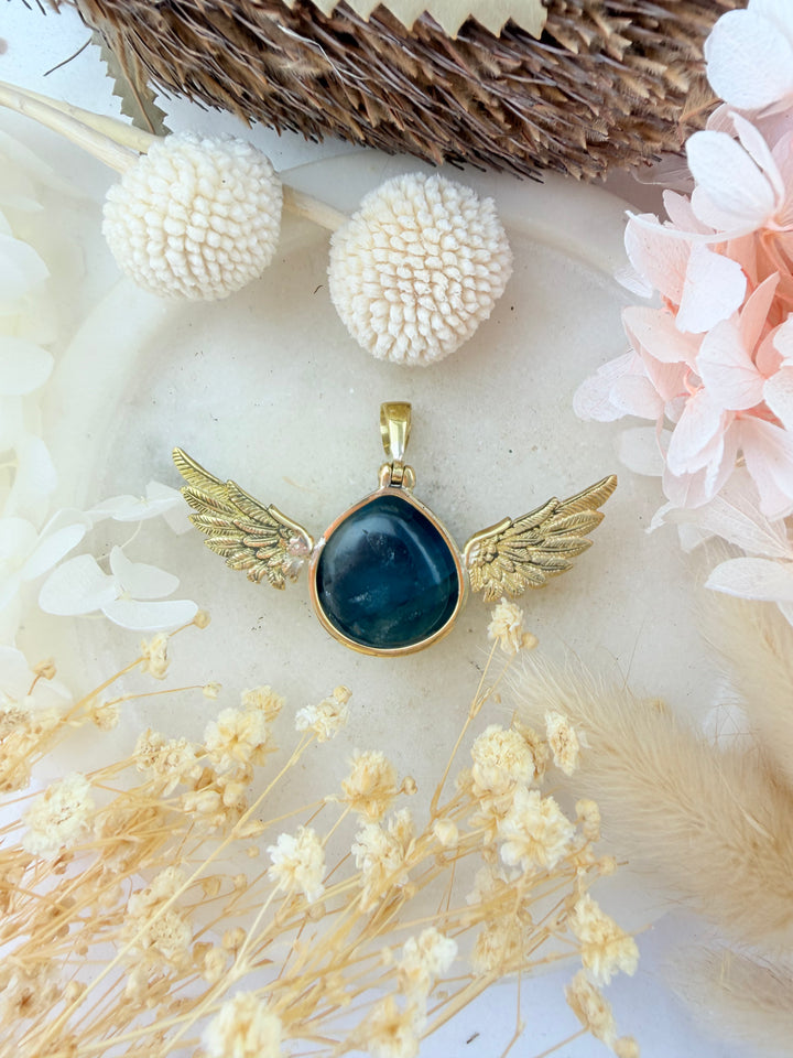 Rainbow Blue Fluorite Anahata Pendant