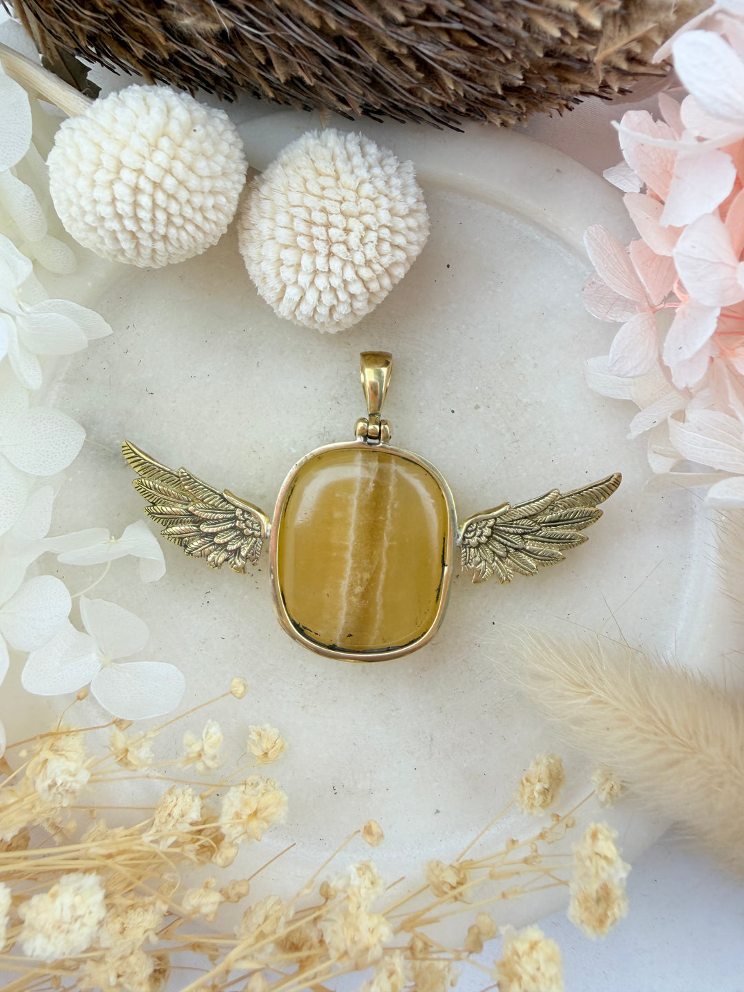 Orange Calcite Anahata Pendant