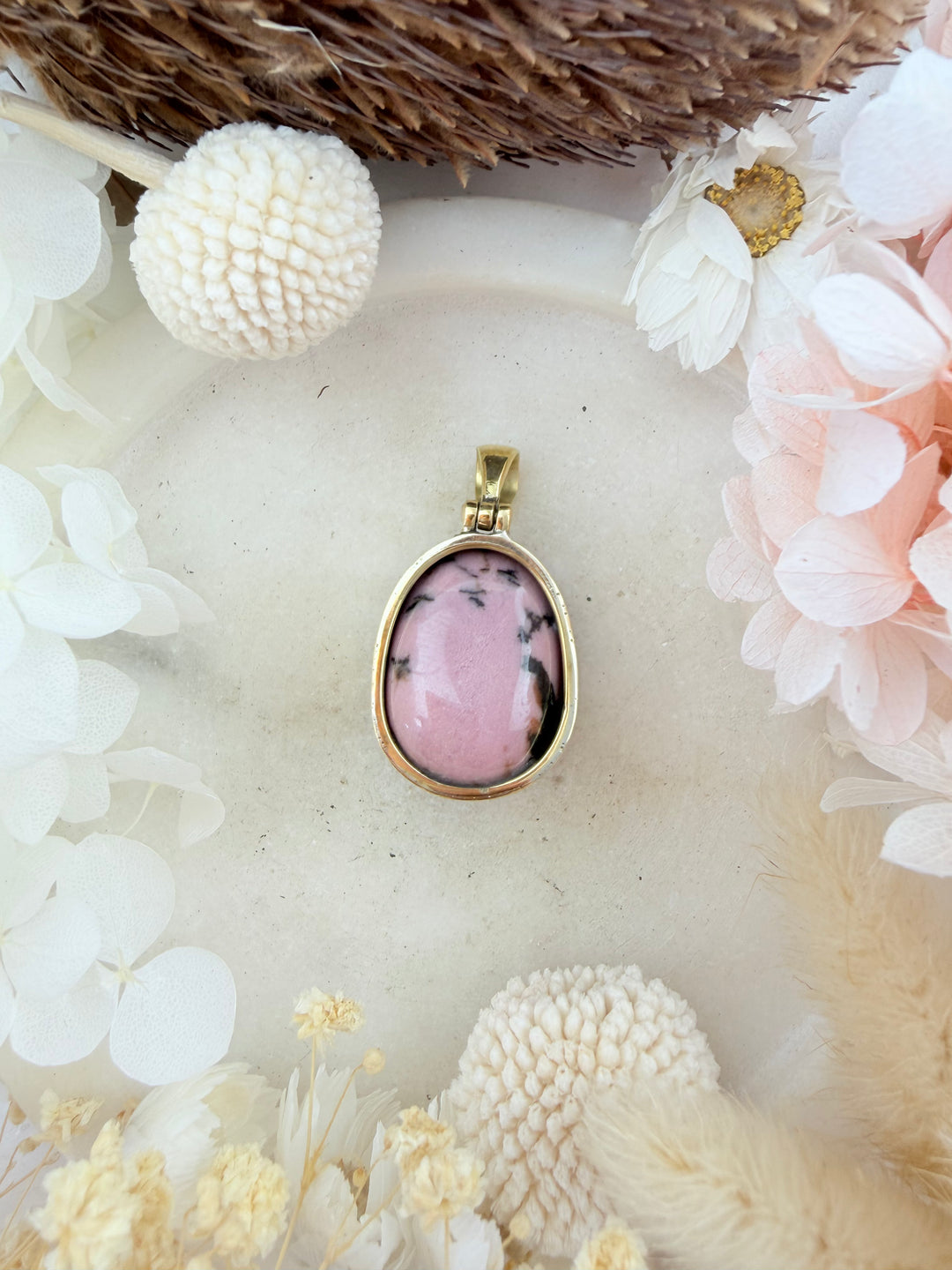 Rhodonite Bronze Pendant