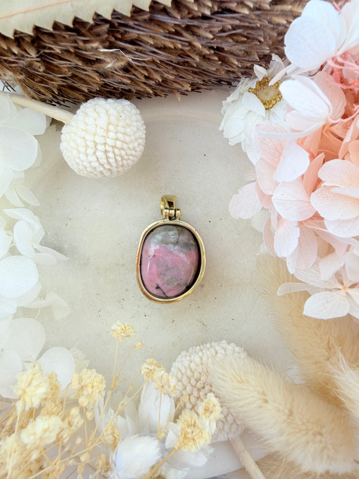 Rhodonite Bronze Pendant