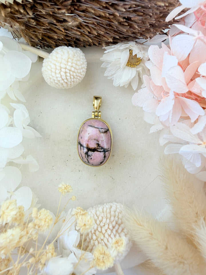 Rhodonite Bronze Pendant